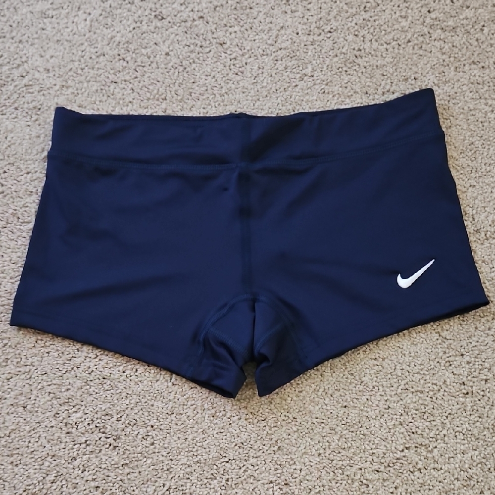 Nike Navy Blue Women’s Bike Shorts with White Swoosh